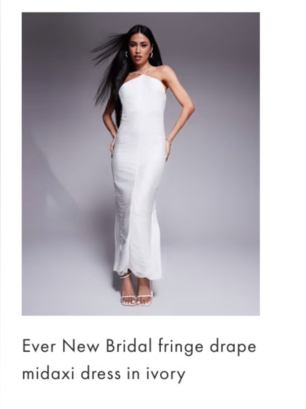 Ever New White Halter Fringe Midi Dress